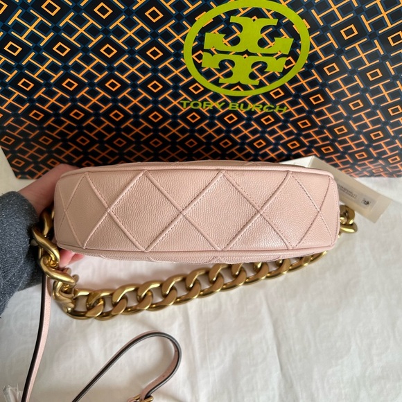 Tory Burch Fleming Soft Grain Mini Crescent Bag Crossbody Bag Shoulder Bag Blush - Picture 7 of 14